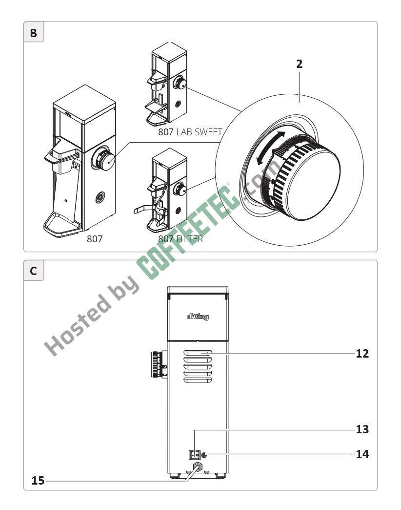Ditting 807 Coffee Grinder Engineering Drawing Image 3