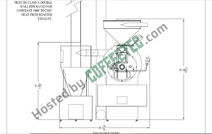 35 Kilo US Roaster Corp Roaster 2013 Engineering Drawing Front View