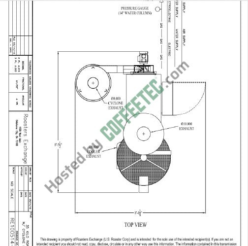 35 Kilo US Roaster Corp Roaster 2013 Engineering Drawing Top View