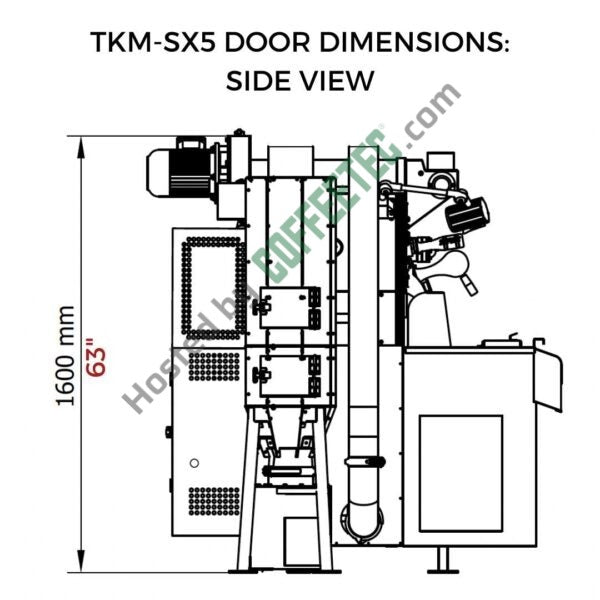 5 Kg Toper TKMSX-5 Coffee Roaster 2014 Engineering Drawing Image Side View