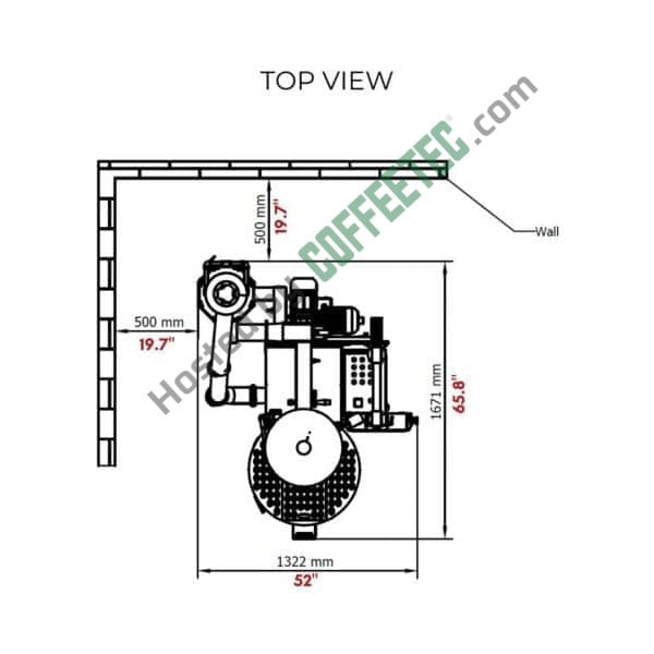 5 Kg Toper TKMSX-5 Coffee Roaster 2014 Engineering Drawing Image Top View