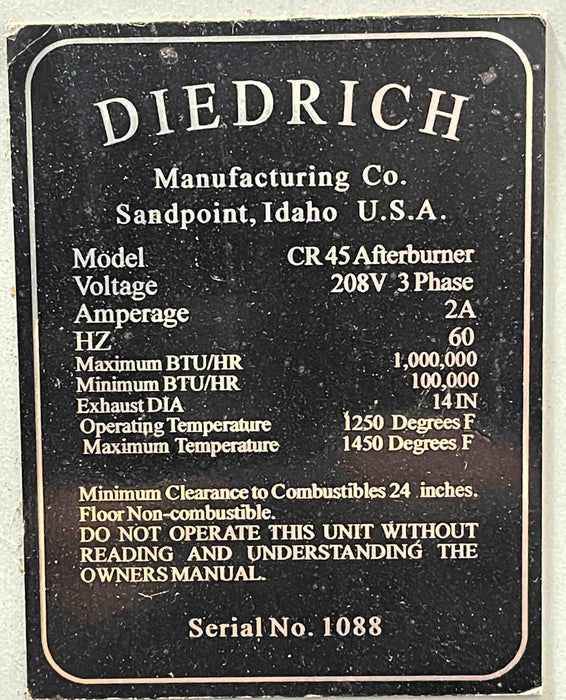 45 kg - Diedrich CR-45 Mini Plant - 2005 Model - Excellent Condition - Used