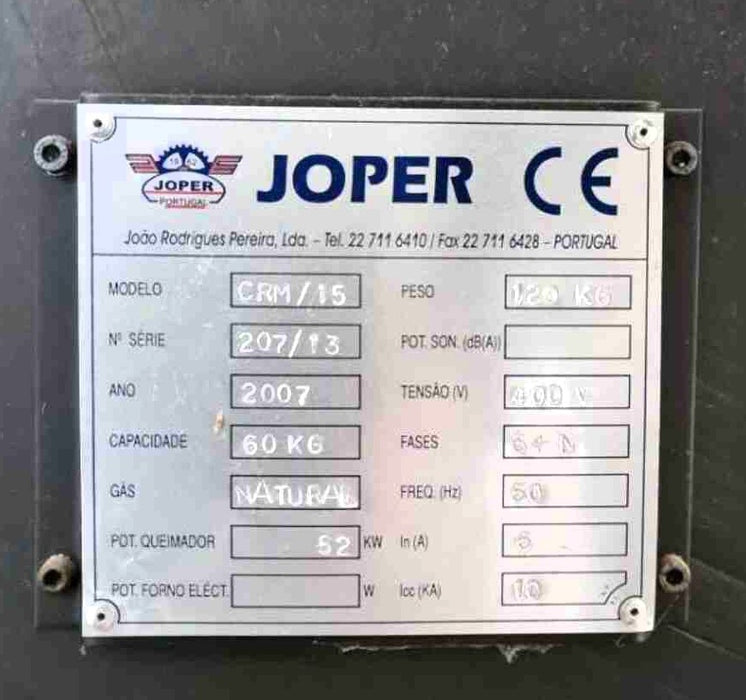 15 kg - Joper CRM-15 Roaster - 2007 - Very Good Condition - Used