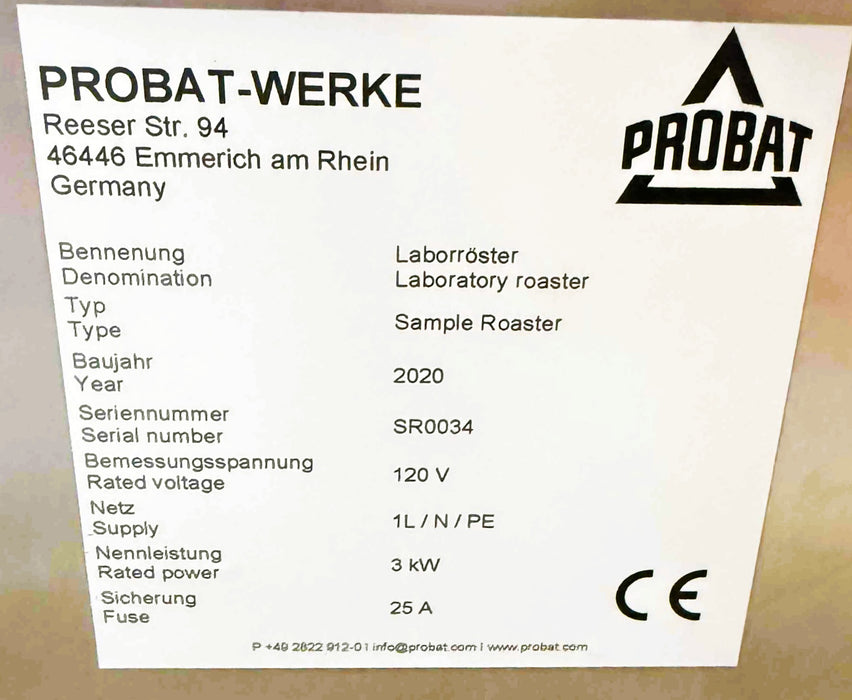 Probat - Lab Roaster - 2020 - Excellent Condition - Used