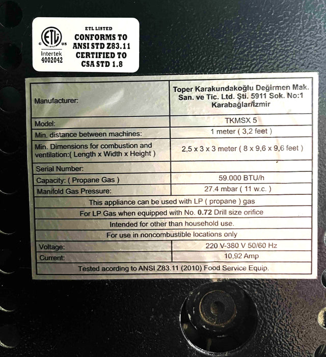5 Kg Toper TKMSX-5 Coffee Roaster - 2014 - Good Condition - Used