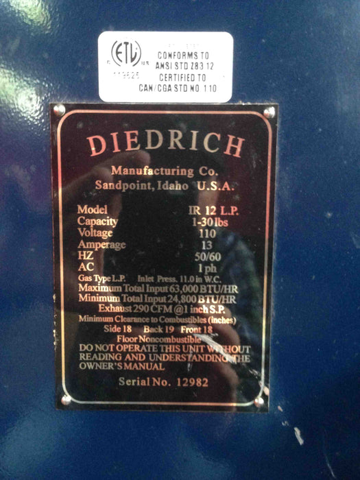 12 Kg - Diedrich IR-12 - 2005 Model - Good Condition - Used