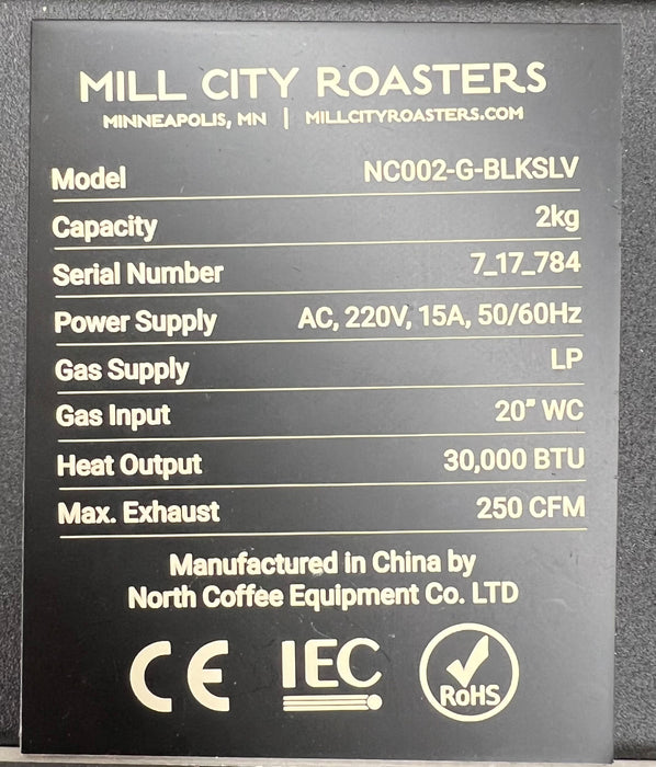 2 kilo Mill City Roaster - Used - 2017 Model