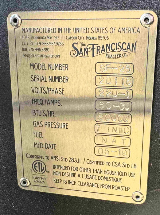 12 kilo - San Franciscan SF-25 - 2019 - Excellent Condition - Used