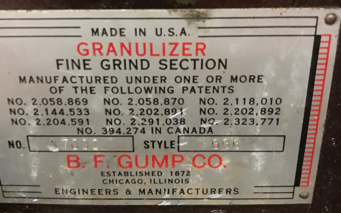 Used Gump 666 3-Stage Roller Grinder Mill