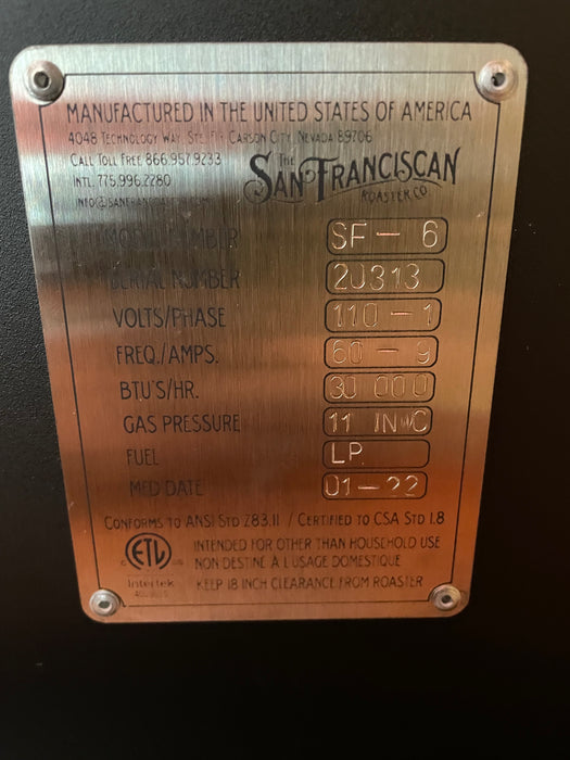 3 kilo San Franciscan SF-6 - 2022 Model - Used