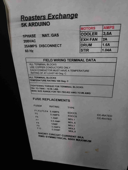 5 kg - US Roaster Corp Roaster "Arduino" - 2021 - Very Good Condition - Used