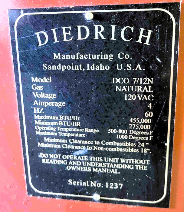 Afterburner - Diedrich DCO 7/12N - 2008 Model - Very Good Condition - Used