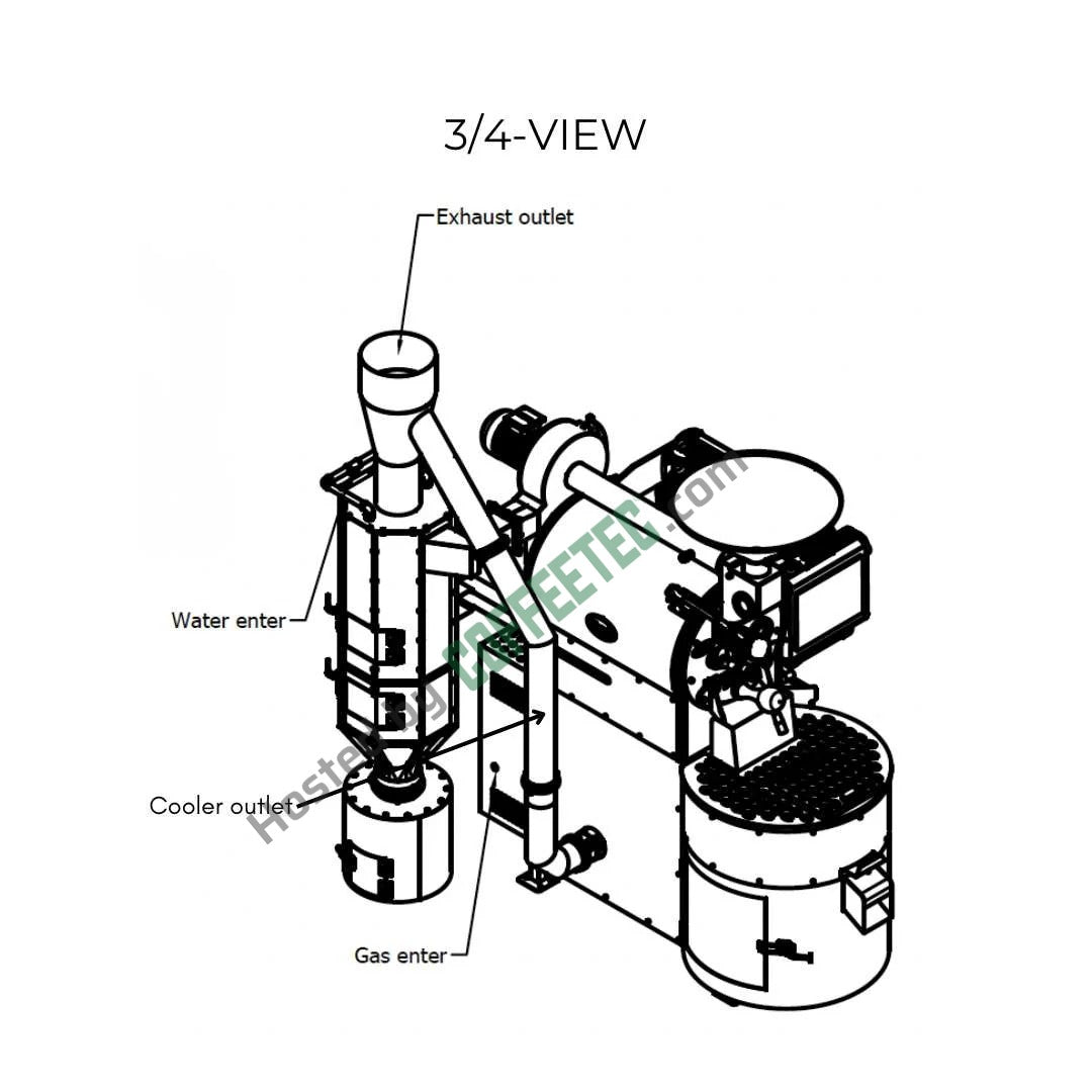10 Kilo Trabattoni Roaster Engineering Drawing Isometric view