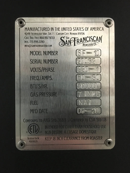 10 lb./5 kilo San Franciscan SF10 - 2020 Model - Excellent Condition - Used