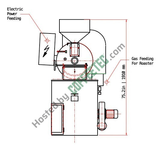 15 Kilo STA Impianti Roaster Engineering Drawing Image Front View