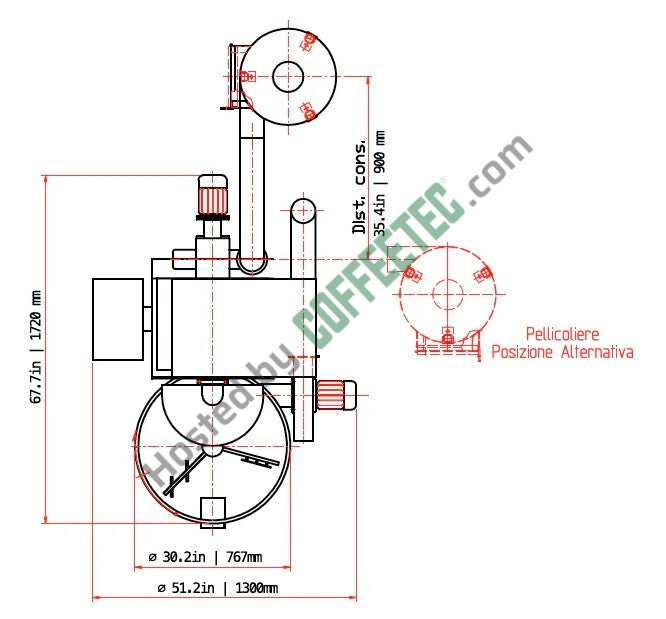 15 Kilo STA Impianti Roaster Engineering Drawing Image Top View