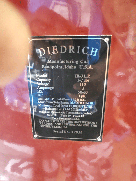 7k Diedrich IR-3 Roaster - Model 2011 - Excellent Condition