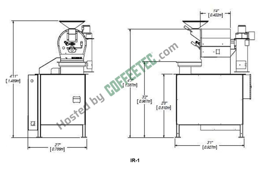 1 Kg Diedrich IR 1 Coffee Roaster 2016 Engineering Drawing