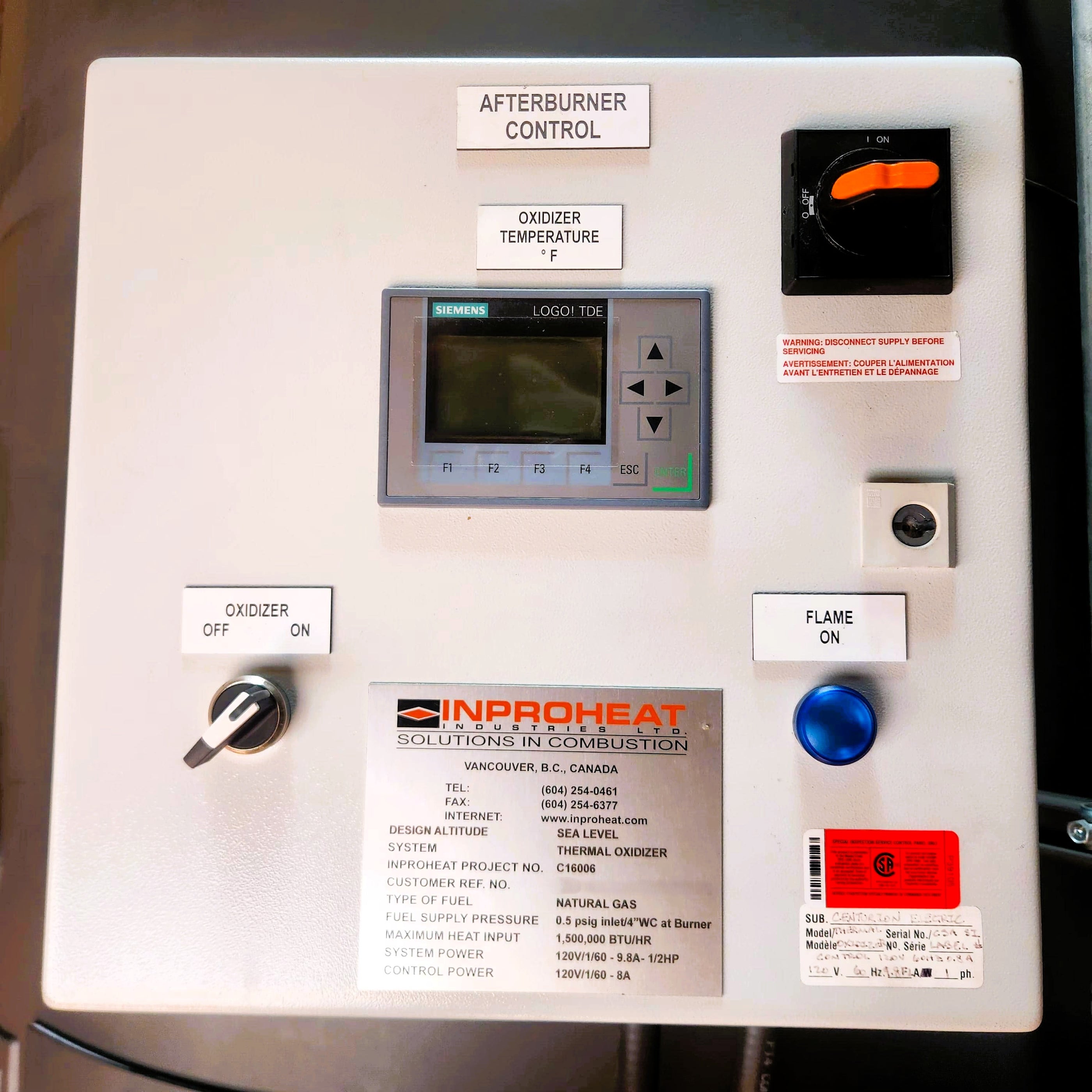 Inproheat O2 Probe Inproheat Afterburner - (designed for approx. 150 Kilo Roaster) - Neve ...
