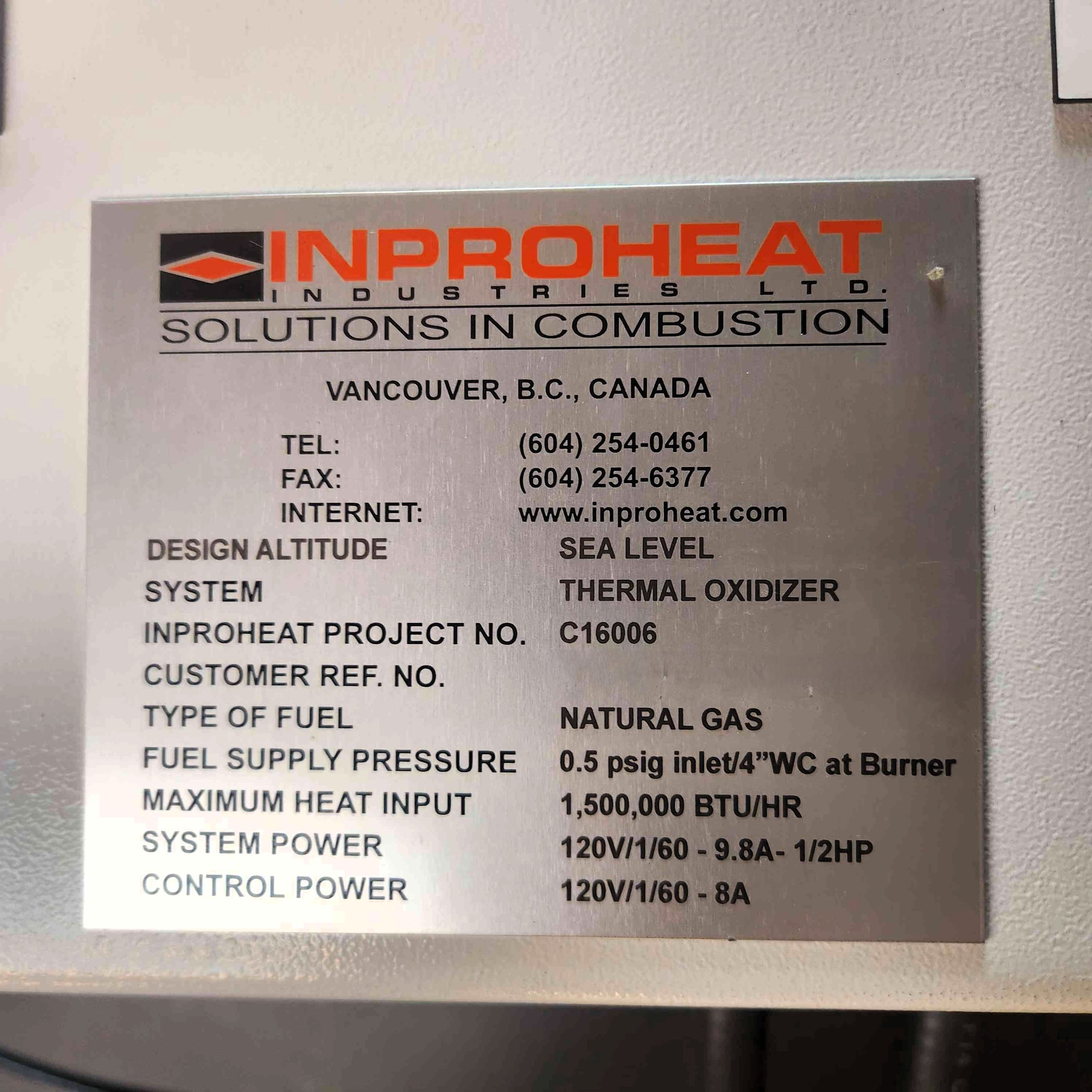 Inproheat O2 Probe Inproheat Afterburner - (designed for approx. 150 Kilo Roaster) - Neve ...