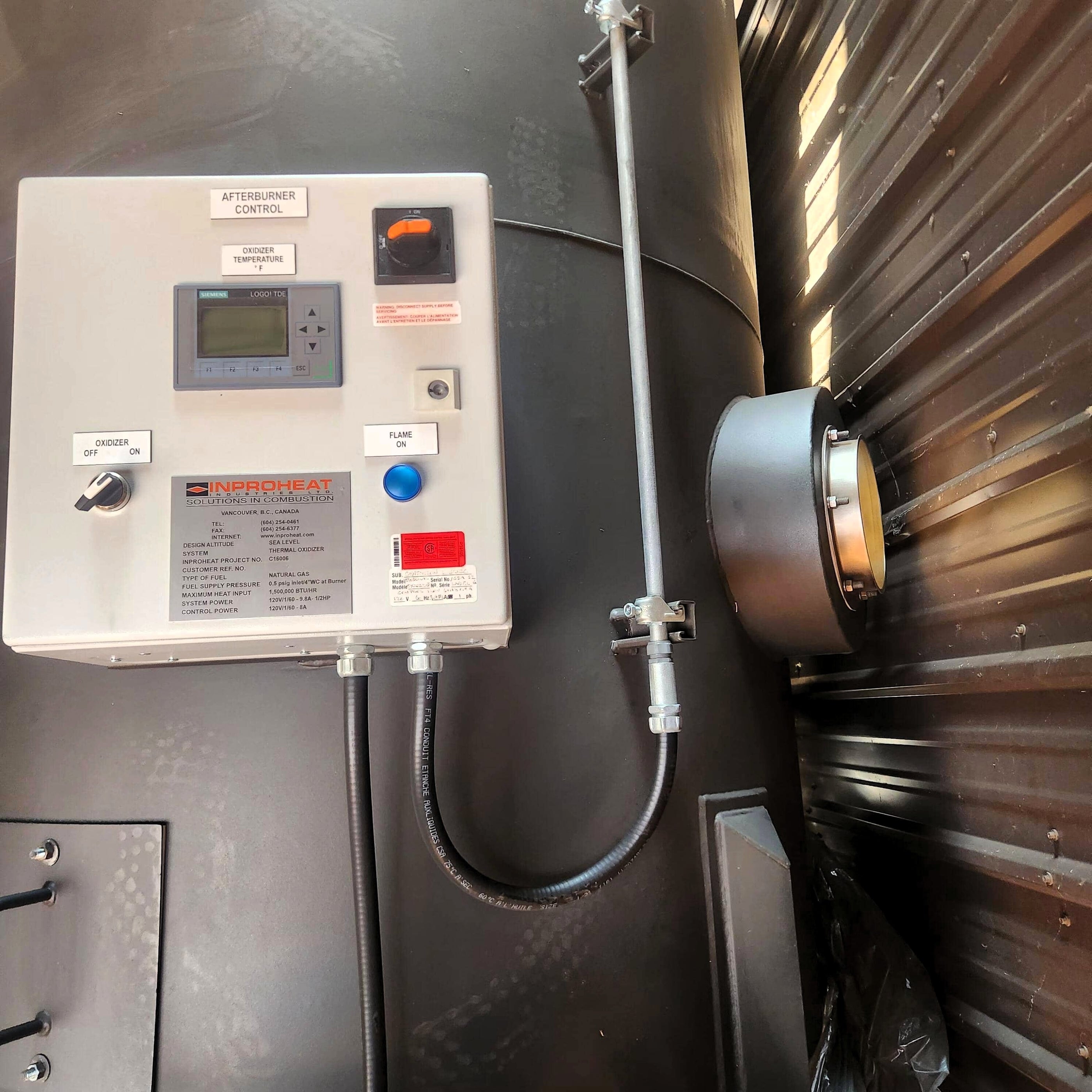 Inproheat O2 Probe Inproheat Afterburner - (designed for approx. 150 Kilo Roaster) - Neve ...