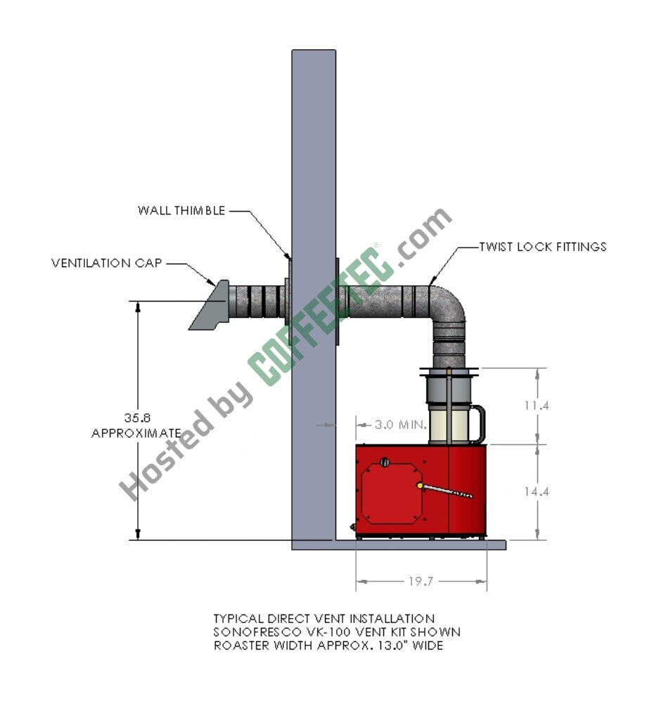 2 lb Sonofresco Profile Coffee Roaster engineering drawing