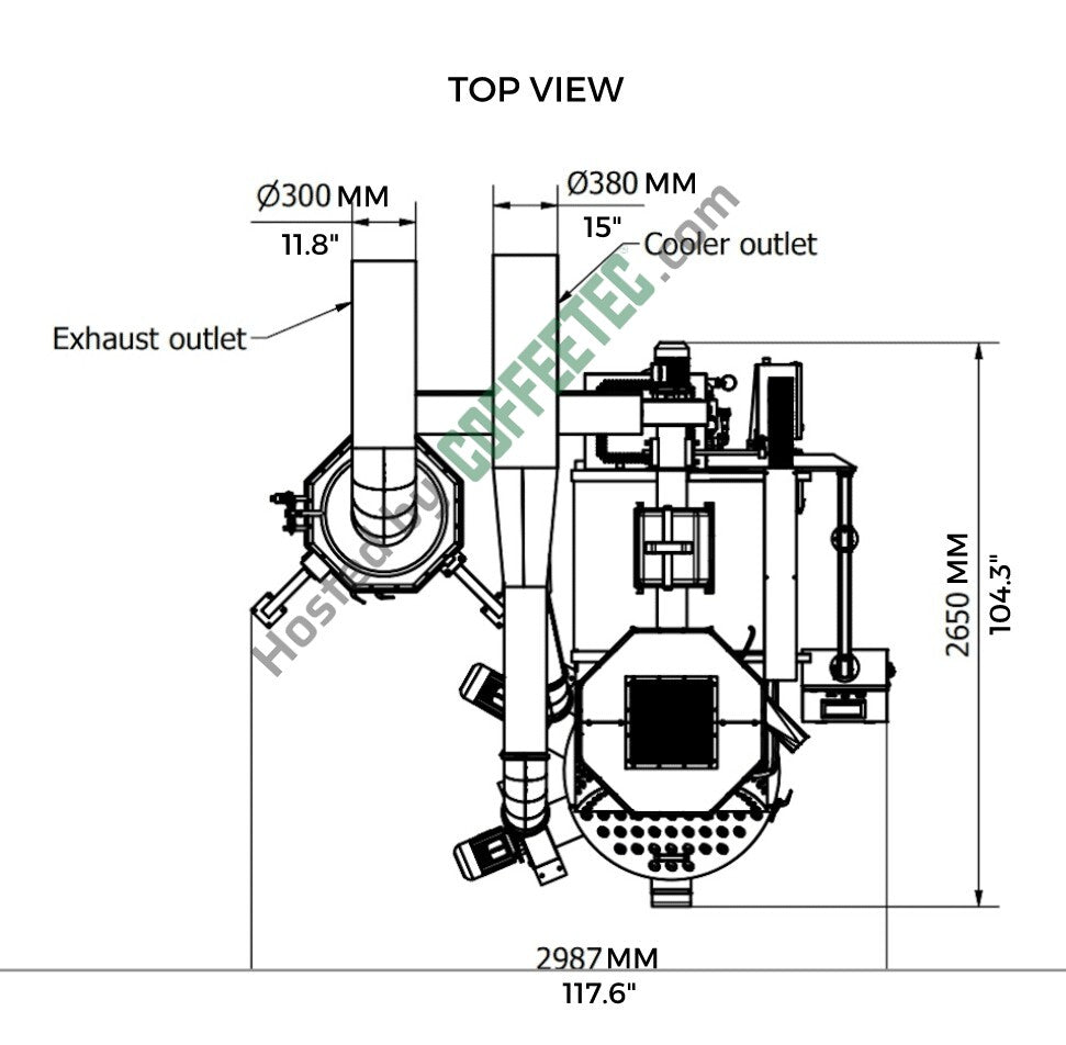 30 Kg Toper TKM-SX30 Coffee Roaster 2004 Engineering Drawing Top View