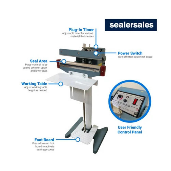Sealer Sales KF-Series Foot Sealer With 2.5mm And 5mm Seal Width