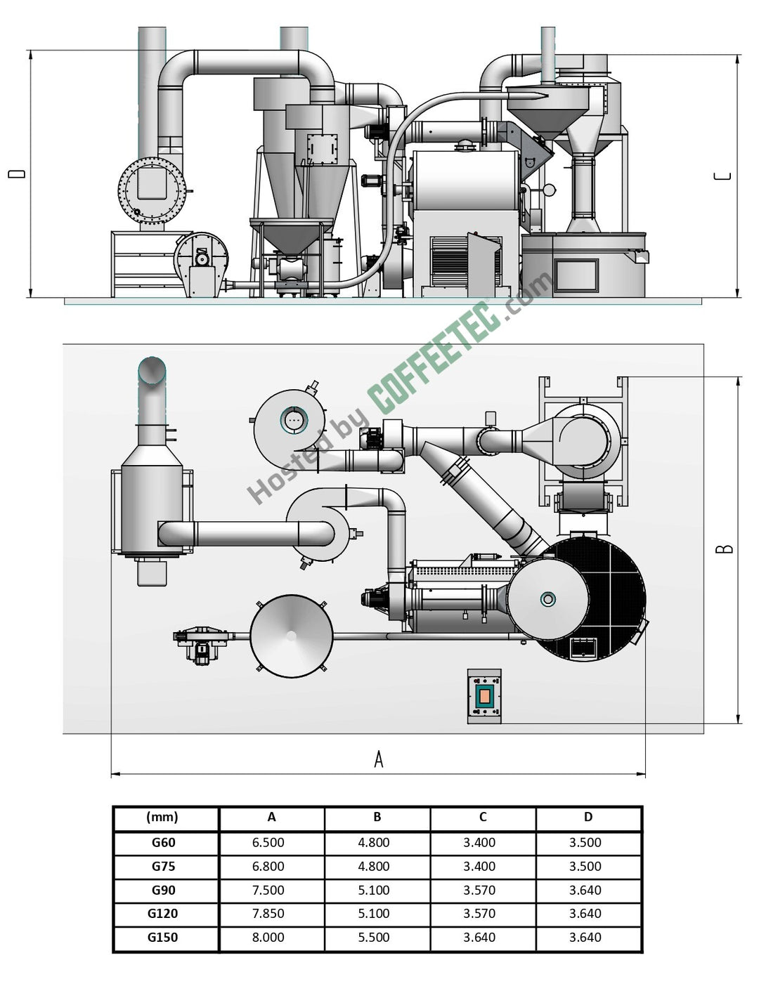 75 Kilo Rebuilt Probat G75 Roaster Engineering Drawing 1