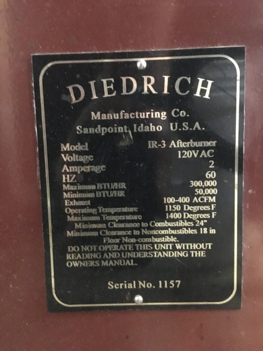 3 kilo Diedrich IR-3 Roaster with Afterburner - Good Condition - Used