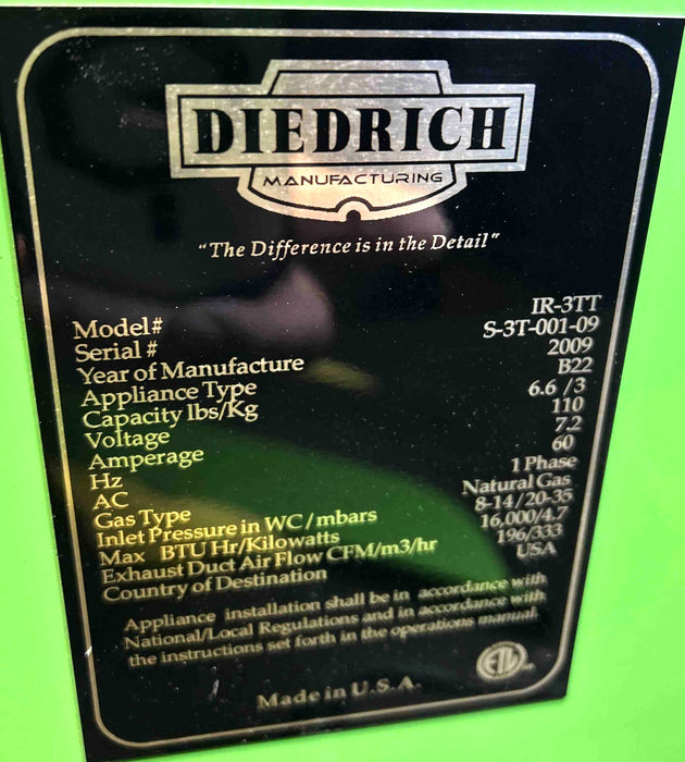 3 Kilo - Diedrich's IR-3 Coffee Roaster - 2009 Model - Excellent Condition - Used