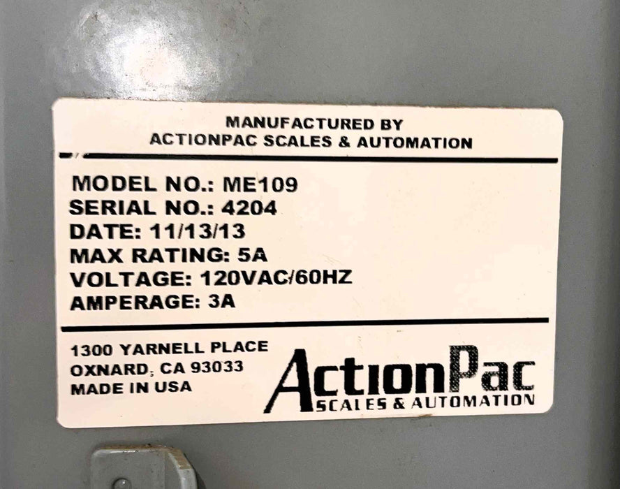 ActionPac 2013 ME109 Weigh Fill & Packaging Machine- Very Good Condition - Used