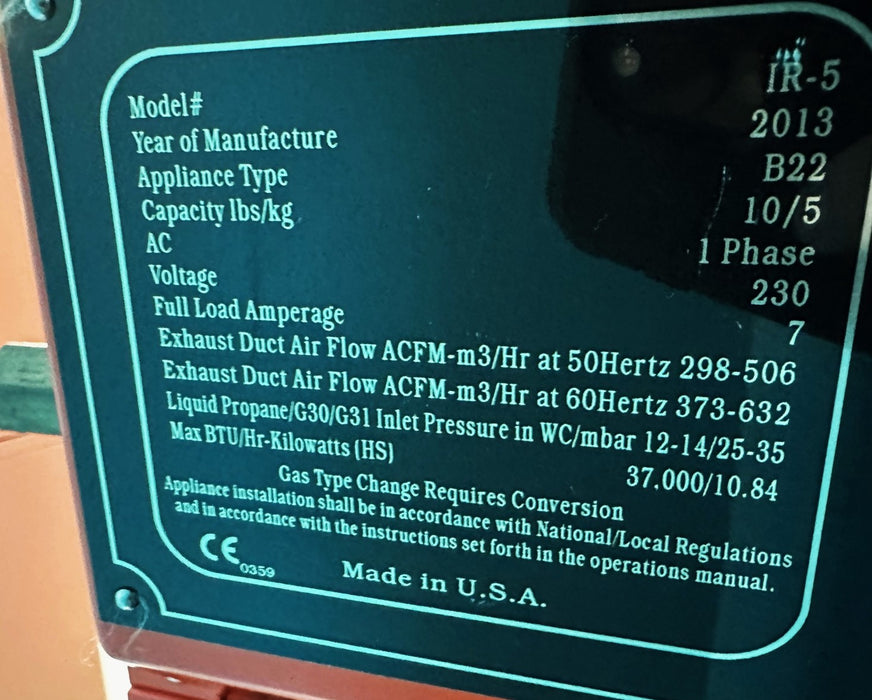 5 Kg - Diedrich IR-5 Roaster - 2013 Model - Excellent Condition - Used