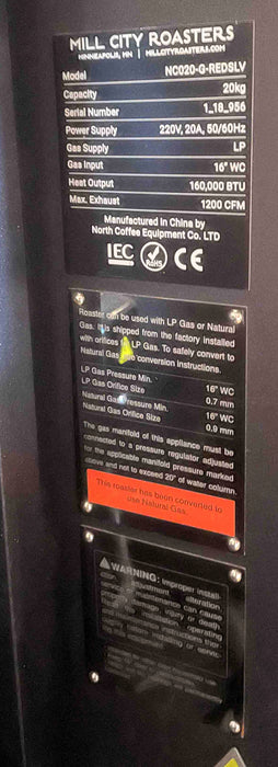 20 kg - Mill City Roaster MCR-20 - 2019 Model - Excellent Condition - Used