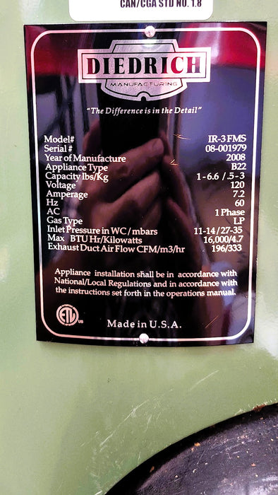 3 Kg - Diedrich IR-3 - 2008 - Excellent Condition - Used