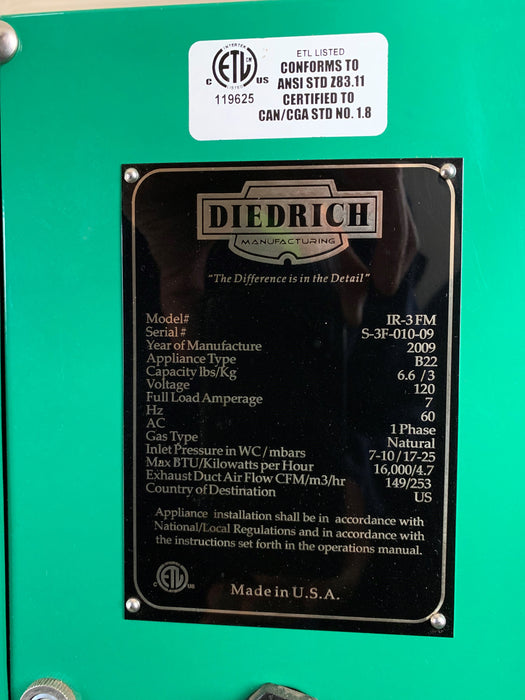 3 kilo Diedrich IR-3 Roaster - 2009 Model - Excellent Condition