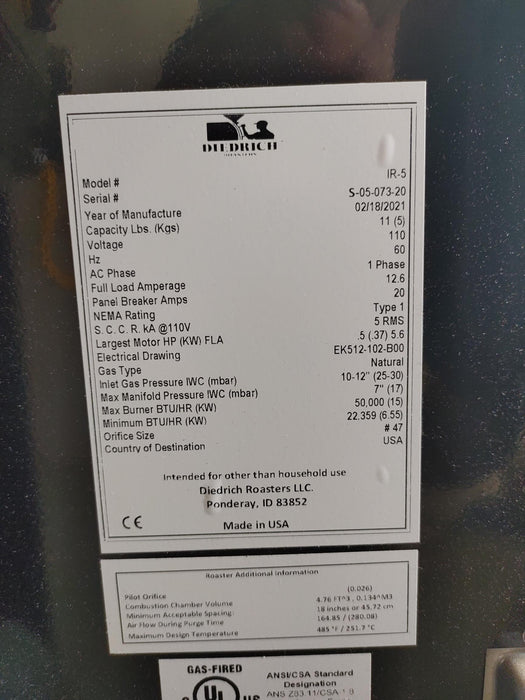 5 kilo Diedrich IR-5 - 2021 - Less Than 100 Hrs. -  Used