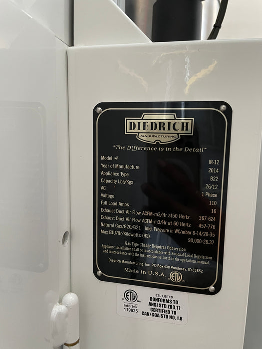 12 kilo Diedrich IR-12 - 2014  Model - Fully Automated - Used