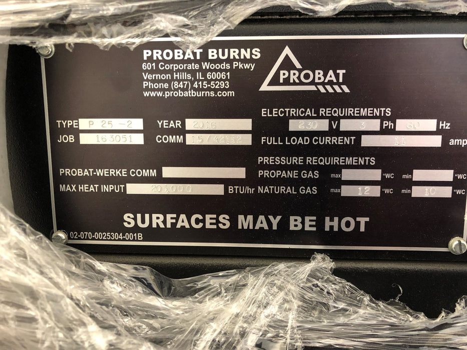 Probat P25-2 Nameplate